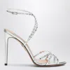 Aquazzura Love Struck Silver Sandals With Crystals In Silver