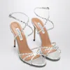 Aquazzura Love Struck Silver Sandals With Crystals In Silver