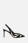 Aquazzura Mesh Panel Pointed Toe Stiletto Heel Pumps