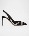 Aquazzura Mesh Panel Pointed Toe Stiletto Heel Pumps In Black