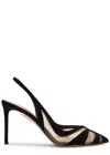 Aquazzura Mesh Panel Pointed Toe Stiletto Heel Pumps In Black