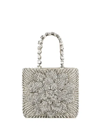 Aquazzura Luxury Square Tote Bag In Silver