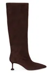 Aquazzura Brown Boots With High Stiletto Heel In Suede Woman In Brown