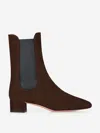 Aquazzura Lyon Suede Chelsea Ankle Booties In Brown