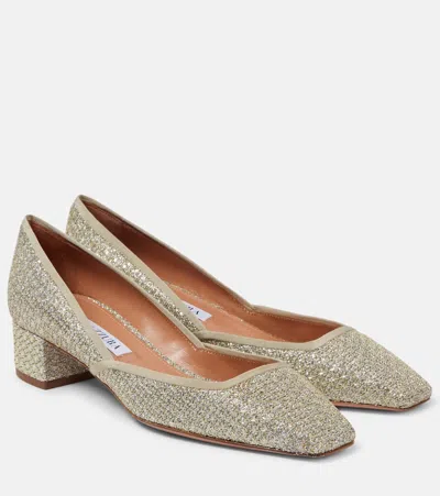 Aquazzura Maia 35 Tweed Pumps In Silver