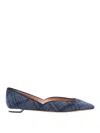 Aquazzura Check Motif Pointed Toe Ballet Flats In Azul