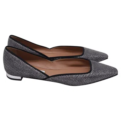 Aquazzura Maia Glitter Ballet Flats In Metallic Silver Sequin
