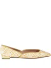 Aquazzura Maia Raffia Flat Pumps In Neutral