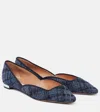 Aquazzura Check Motif Pointed Toe Ballet Flats In Blue