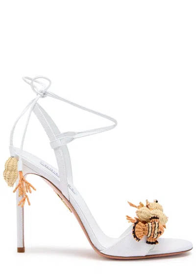 Aquazzura Marea 105 Appliquéd Canvas Sandals