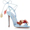 Aquazzura Marea 105 Leather-trimmed Embellished Raffia Sandals