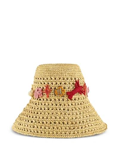 Aquazzura Marea Crochet Maxi Bucket Hat In Multi