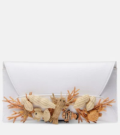 Aquazzura Marea Raffia-effect Clutch