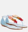 Aquazzura Marea Raffia Thong Sandals In Blue