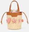 Aquazzura Marea Small Appliqué Raffia Bucket Bag
