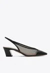 Aquazzura Margot 45 Leather And Mesh Slingback Pumps