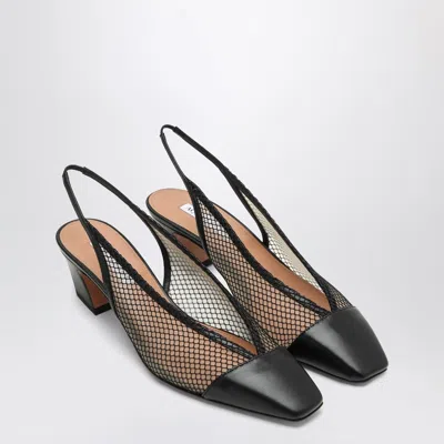 Aquazzura Margot Black Slingbacks In Mesh And Leather