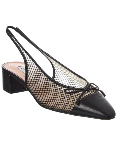 Aquazzura Margot Mesh & Leather Slingback Sandal In Black