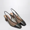 Aquazzura Margot Black Slingbacks In Mesh And Leather