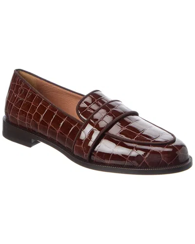 Aquazzura Martin Croc-embossed Patent Loafer In Brown