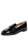 Aquazzura Black Martin Snake-embossed Leather Loafers In Black