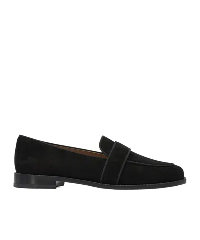 Aquazzura Martin Suede Loafers In Black
