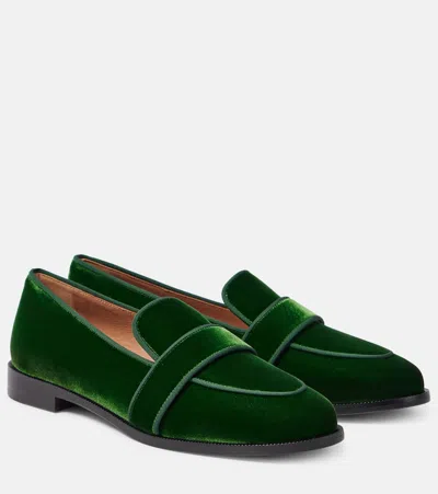 Aquazzura Martin Velvet Loafers In Green