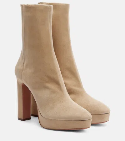 Aquazzura Martine 110 Suede Platform Ankle Boots In Nude