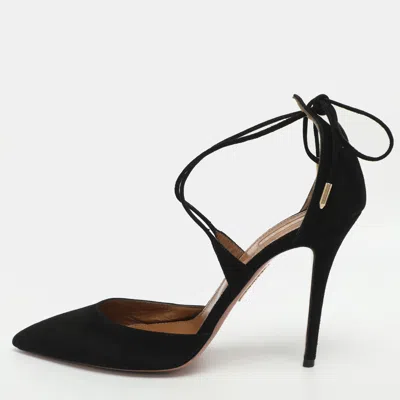 Pre-owned Aquazzura Matilde Size 41 Black Suede Pumps