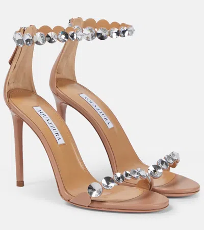 AQUAZZURA MAXI-TEQUILA 105 LEATHER SANDALS