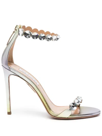 Aquazzura Blue Tequila 105 Heeled Sandals In Yellow