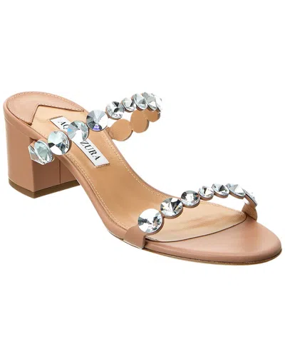 Aquazzura Tequila Embellished Leather Sandals In Brown