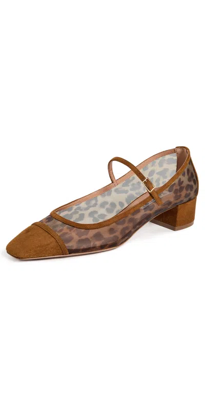 AQUAZZURA MAYOR MESH PUMPS 35MM NATURAL/COGNAC