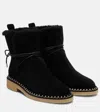 Aquazzura Megeve Shearling-trimmed Suede Ankle Boots In Black