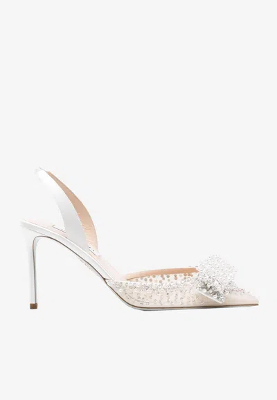 Aquazzura Melodie 85 Crystal-embellished Slingback Pumps