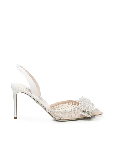 Aquazzura Melodie Slingbacks With Pearls And Crystals In White