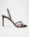 Aquazzura Memoire Crystal Grosgrain Halter Sandals In Black