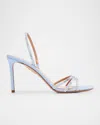 Aquazzura Memoire Crystal Grosgrain Halter Sandals In Blue