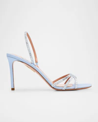 Aquazzura Memoire Crystal Grosgrain Halter Sandals In Blue