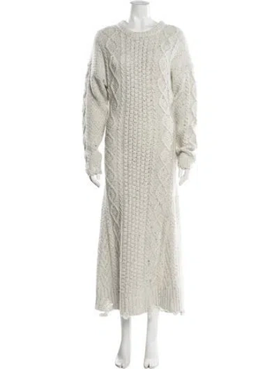 Pre-owned Aquazzura Merino Wool Long Dress In Neutral