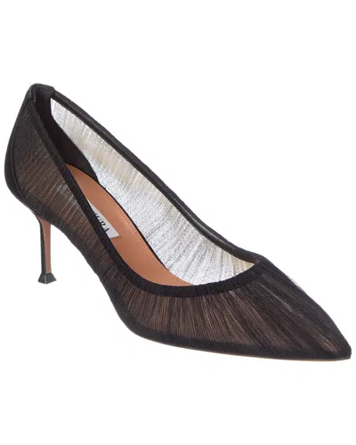 Aquazzura Mesh & Leather Pump In Black