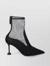 Aquazzura Brera Mesh Suede Stiletto Ankle Booties In Black