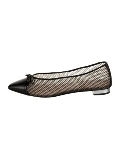 Pre-owned Aquazzura Mesh Ballet Flats W/ Tags In Black