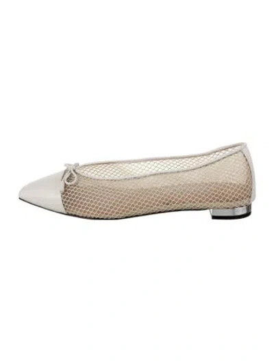 Pre-owned Aquazzura Mesh Ballet Flats W/ Tags In Silver