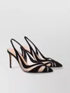 Aquazzura Mesh Panel Pointed Toe Stiletto Heel Pumps In Black