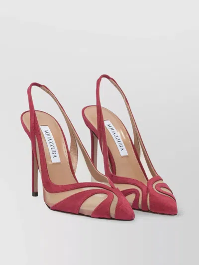 Aquazzura Mesh Panel Pointed Toe Stiletto Heel Suede Finish