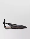 Aquazzura Black Mesh And Suede Ballerinas With Bow In Multi