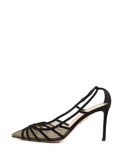 Pre-owned Aquazzura Mesh-trim Pumps In Black