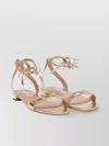 Aquazzura Metallic Bow Detail Flat Sole Sandals
