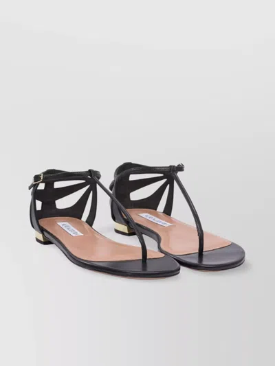 Aquazzura Metallic Detail Open Toe Strappy Sandals In Black